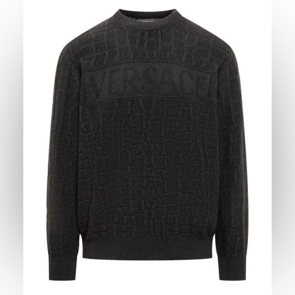 Ship sameday- New 💯 Authentic Versace Crocodile Jacquard Wool Crewneck Sweater